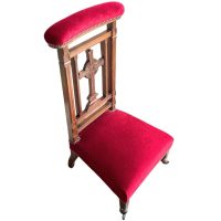 Antique French Large Wooden Red Cushioned Prayer Praying Kneeling Stool Chair Seating Kneel Kneeler Pray c1920's
