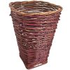 Vintage French Wicker Woven Bamboo Waste Paper Basket Bin Desk Trash Can Open Wood circa 1990's
