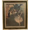 Antique French Stendhal Framed Mounted Large Print Of The Ballerina by Degas In Gold Highlighted Wooden Frame circa 1920's