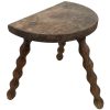 Vintage French Small Wooden Bobbin Leg Milking Stool Chair Seat Table Farm D Shaped Seat Plant Rest Stand Plinth Tabouret c1960's