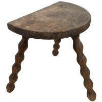 Vintage French Small Wooden Bobbin Leg Milking Stool Chair Seat Table Farm D Shaped Seat Plant Rest Stand Plinth Tabouret c1960’s Vintage French Small Wooden Bobbin Leg Milking Stool Chair Seat Table Farm D Shaped Seat Plant Rest Stand Plinth Tabouret c1960's