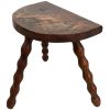 Vintage French Small Wooden Bobbin Leg Milking Stool Chair Seat Table Farm D Shaped Seat Plant Rest Stand Plinth Tabouret c1960's
