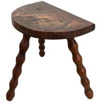 Vintage French Small Wooden Bobbin Leg Milking Stool Chair Seat Table Farm D Shaped Seat Plant Rest Stand Plinth Tabouret c1960’s Vintage French Small Wooden Bobbin Leg Milking Stool Chair Seat Table Farm D Shaped Seat Plant Rest Stand Plinth Tabouret c1960's