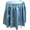 Vintage French Metal Fabric Wood Padded Blue Stool Chair Seat Boudoir Cushioned Covered Cover circa 1970's