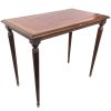 Vintage French Small Table Edwardian Reproduction Leather Topped Wooden Brown Display Rest Plinth Side DAMAGED LEATHER c1960's