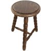 Vintage French Stool Chair Seat Wooden Milking Kitchen Round Shaped Seat Braced Bobbin Leg Plant Rest Stand Plinth Tabouret c1970's
