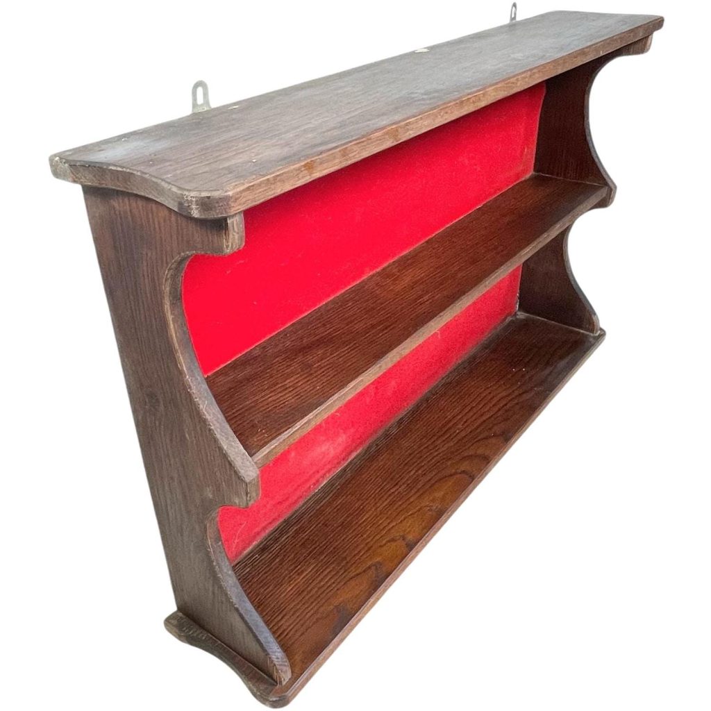 Vintage French Wooden Wood Three Tier Wall Mounted Large Shelf Shelving Unit Country Cottage Arts Crafts circa 1950-60's