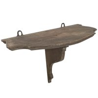 Vintage French Wooden Wall Hanging Small Shelf Brown Wood Ornate Shelf Rack Mounted Display Brown circa 1940-50's