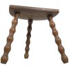 Vintage French Stool Chair Seat Wooden Milking Kitchen Table D Shaped Seat Bobbin Leg Plant Rest Stand Plinth Tabouret c1950-60's