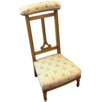 Antique French Pink Detailed Fabric Refurbished Prayer Praying Stool Chair Kneeler Kneeling circa 1920's