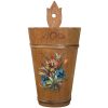Vintage German Bavarian Hand Painted Flowers Wooden Hallway Walking Stick Umbrella Stand circa 1980-90's