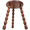 Stool Vintage French Tripod Bobbin Style Leg Chair Seat Wooden Milking Kitchen Table Plant Rest Stand Plinth Tabouret c1970's
