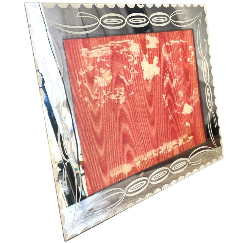 Vintage French Mirrored Bevelled Glass Desktop Table Top Large Photo Frame Ornate Decorative c1950-60's