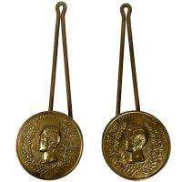 Vintage Brass Prince Albert Curtain Hold Tie Back Fittings Pole Hook Decorative circa 1970-80's