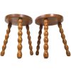Stool Vintage French Tripod Bobbin Leg Seat Wooden Milking Kitchen Table Round Shaped Plant Rest Stand Plinth Tabouret c1960-70's