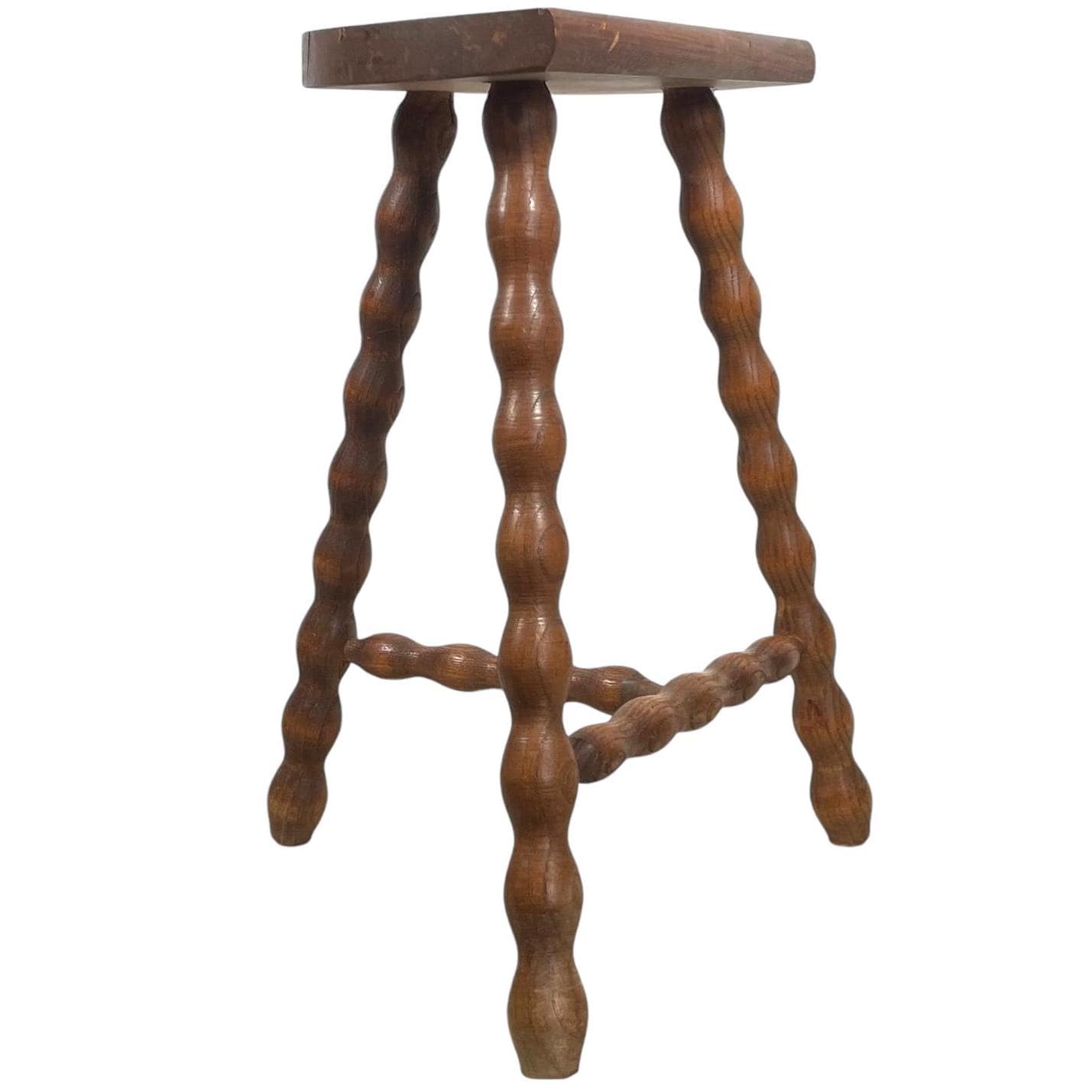 Vintage Stool French Medium Wooden Wood Bar Chair Seat Kitchen Table Farm D Shaped Seat Braced Tabouret c1960-70’s Vintage Stool French Medium Wooden Wood Bar Chair Seat Kitchen Table Farm D Shaped Seat Braced Tabouret c1960-70's