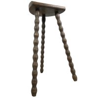 Vintage French Tall Wooden Bobbin Leg Milking Stool Chair Seat Table Farm D Shaped Seat Plant Rest Stand Plinth Tabouret c1960-70’s Vintage French Tall Wooden Bobbin Leg Milking Stool Chair Seat Table Farm D Shaped Seat Plant Rest Stand Plinth Tabouret c1960-70's