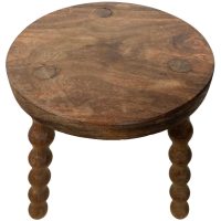 Stool Vintage French Tripod Bobbin Leg Chair Seat Wooden Milking Kitchen Table Round Shaped Plant Rest Stand Plinth Tabouret c1960's