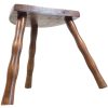 Vintage French Wooden Bobbin Leg Milking Stool Chair Seat Table Farm D Shaped Seat Plant Rest Stand Plinth Tabouret c1970's