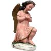 Vintage French Plaster Kneeling Grieving Praying Angel Worn Chipped c1920-30's