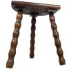 Vintage French Wooden Bobbin Leg Milking Stool Chair Seat Table Farm D Shaped Seat Plant Rest Stand Plinth Tabouret c1970's