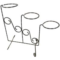 Vintage French Twisted Cast Iron Three Plant Pot Stand Pedestal Foot Vase Support Display circa 1970-80's