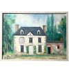 Vintage French House Normandy Farmhouse Countryside Trees Tree Woodland Oil Painting On Canvas Normandy Unsigned circa 1970-80's