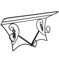 Vintage French Twisted Iron Coat Hook Hooks Hanger With Shelf Stand Hallway Decor c1970-80's