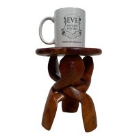 Alternative view of Vintage African Small Tabouret Table Africa Ornately Carved Wood Side Stand Display circa 1980's