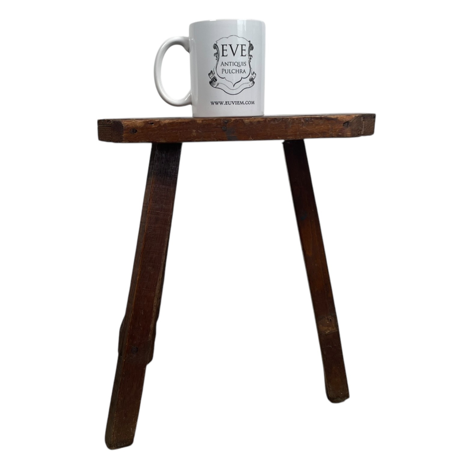 Home Made Stool Vintage French Small Milking Stool Wooden Brown Small Chair Stand Display Rest Plinth Seat Tabouret c1960-70’s 5 Home Made Stool Vintage French Small Milking Stool Wooden Brown Small Chair Stand Display Rest Plinth Seat Tabouret c1960-70's - Image 5