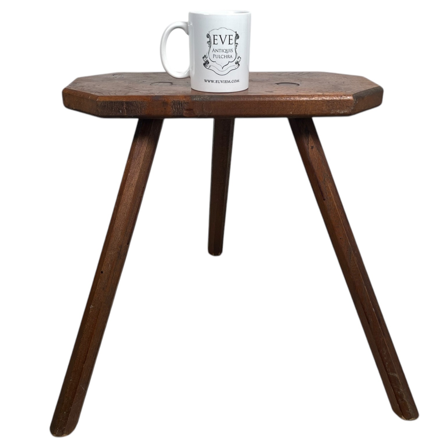 Vintage French Plant Stand Plinth Wooden Stool Seat Rest Tripod Leg Tabouret c1960’s 2 Vintage French Plant Stand Plinth Wooden Stool Seat Rest Tripod Leg Tabouret c1960's - Image 2