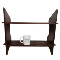 Alternative view of Vintage French Wooden Wood Double Stand Shelf Ornament Display Shelfs Kitchen Display Wall Mounted circa 1960-70's