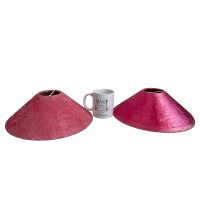 Alternative view of Vintage French Lampshade Fabric Pink Velvet Small Desk Table Lamp Shade Material Design circa 1970-80's