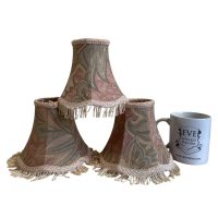 Alternative view of Vintage French Lampshade Fabric Pink Blue Green White Small Tiny Bedside Table Lamp Shade Material Design circa 1970-80's