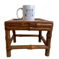 Alternative view of Vintage Asian Bamboo Cane Canework Plant Pot Ornament Display Flower Stand Small Table Conservatory Tabouret c1950-60's