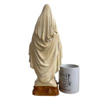Alternative view of Antique French Plaster Mary Standing On Snake Ornament Statue Display Catholic Church Religious Symbol c1940-50's