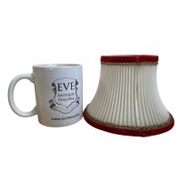 Alternative view of Vintage French Lampshade Red Velvet Trimmed White Small Tiny Bedside Table Lamp Shade Material Design circa 1960-70's