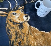 Alternative view of Vintage Moroccan Deer Stag Woodland Wall Hanging Carpet Floor Mat Rug circa 1950-60's