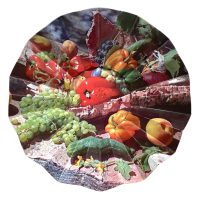 Alternative view of Vintage French Tin Fruit Vegetable Print Design Large Bowl Dish Platter Plate Catch-All Trinket Fruit Serving circa 1970-80's