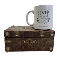 Alternative view of Vintage French Worn Damaged Wooden Treasure Chest Wood Knick Knack Letter Document Storage Box circa 1950-60's