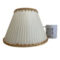 Alternative view of Vintage French Pleated Lampshade Desk Bedside Lamp Shade Beige Material Fringed Design circa 1970's