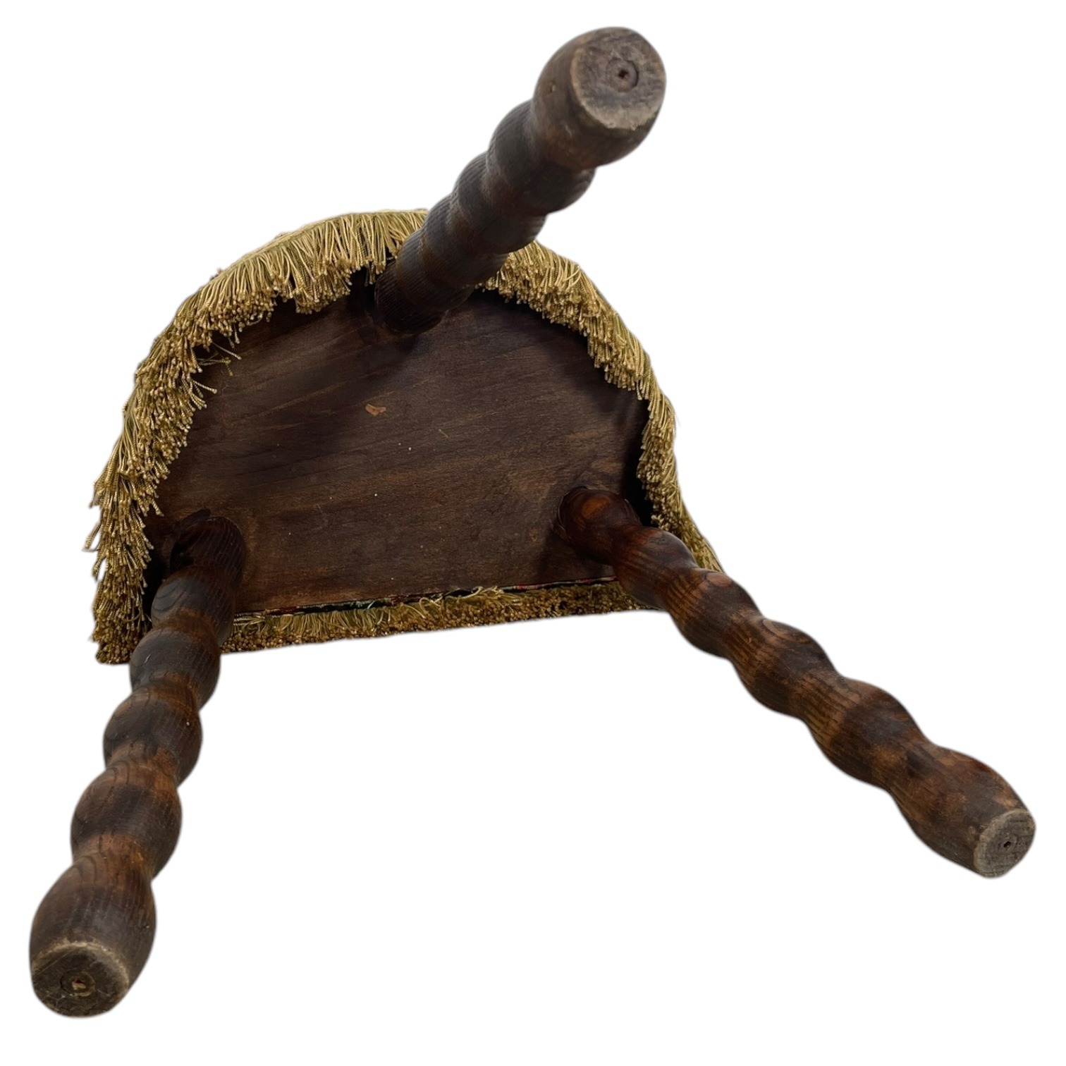 Vintage French Cushioned Wooden Bobbin Leg Tripod Milking Stool Seat Table Farm D Shaped Seat Plant Rest Stand Plinth Tabouret c1960’s 8 Vintage French Cushioned Wooden Bobbin Leg Tripod Milking Stool Seat Table Farm D Shaped Seat Plant Rest Stand Plinth Tabouret c1960's - Image 8