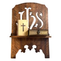 Alternative view of Vintage French Church Wooden Bible Book Music Document Menu Stand Display Hallway Sign Window Display Presentation Folding c1940-50's