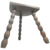 Vintage French Wooden Bobbin Leg Milking Stool Chair Seat Table Farm D Shaped Seat Plant Rest Stand Plinth Tabouret c1960-70's