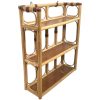 Vintage French Wooden Wood Pole Wall Hanging Three Tier Standing Small Shelf Shelving Unit Weathered circa 1970-80's