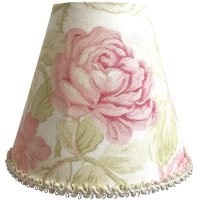 Vintage French Lampshade Fabric Pink Rose Green White Small Tiny Bedside Table Lamp Shade Material Design circa 1980's