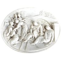 Vintage French Ancient Biblical Scene Ladies Resting Resin Small Oval Wall Plaque Decor Ornament Figurine Display Gift c1970-80's