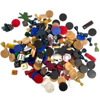 Vintage French Job Lot Mixed Gaming Chips Counters Tokens Charms Dice Game Pieces circa 1960-90's
