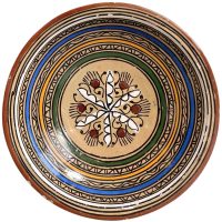 Vintage Moroccan Large Blue White Serving Bowl Dish Plate Wall Hanging Ornament Decor Design Terracotta c1970-80's