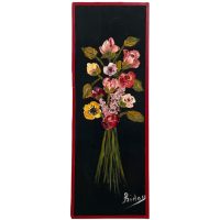 Vintage French Still Life Bunch Of Flowers Pink Study Oil Painting On Board circa 1970's